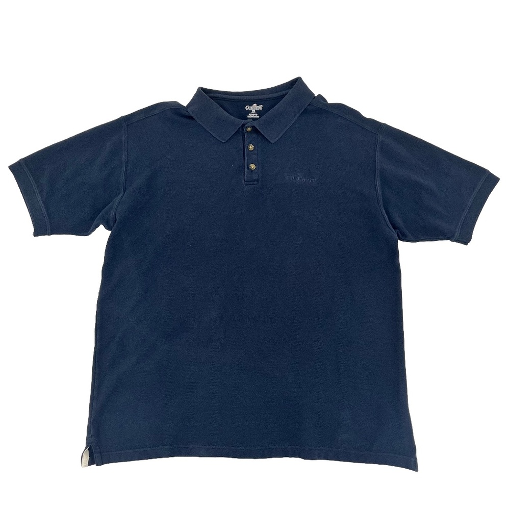 Carhartt Mens Size XL Polo Shirt Navy Blue Embroidered Logo Short Sleeve